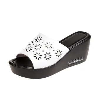 

2020 Summer New Hollow Wedge Thick Red Sandals Wild Girls Slippers slippers womens shoes