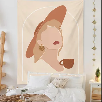

Nordic Art Wall Hanging Tapestry Geometric Women 3D Printed Home Moon Tapestry INS Home Wall Decor Wall Cloth Mandala Decoration
