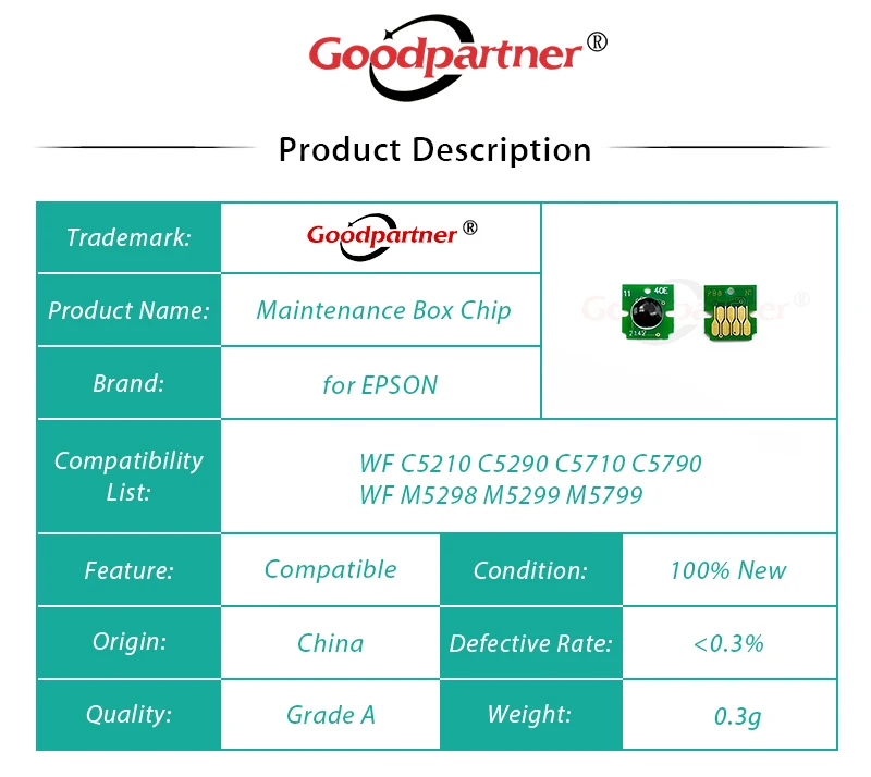 Caixa de Manutenção T6716 para Epson Chip para wf C5210 C5290 C5710 C5790 M5298 M5299 M5799 C529 C579 Et8700 S380 S381 S880 S884 10x - Imagem 2