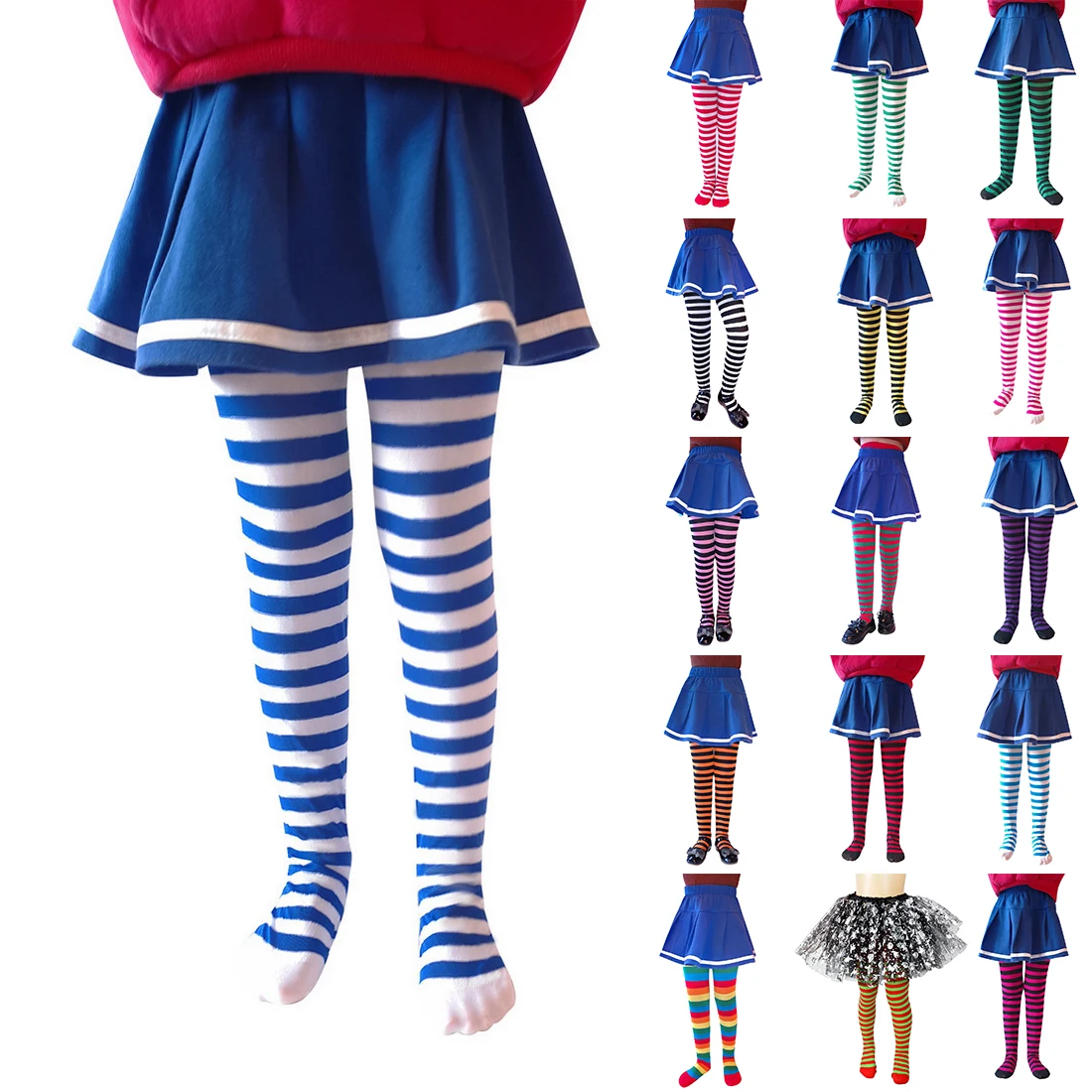 

Halloween Cosplay Girls Striped Leggings Stripe Pantyhose Stockings Children Stockings For 6-8years Masquerade Party Costumes
