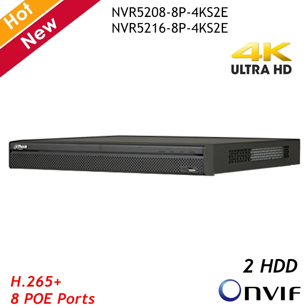 Оригинальный видеорегистратор Dahua 4K NVR 8 каналов 16 PoE H.265 + поддержка 2 SATA ip-камера