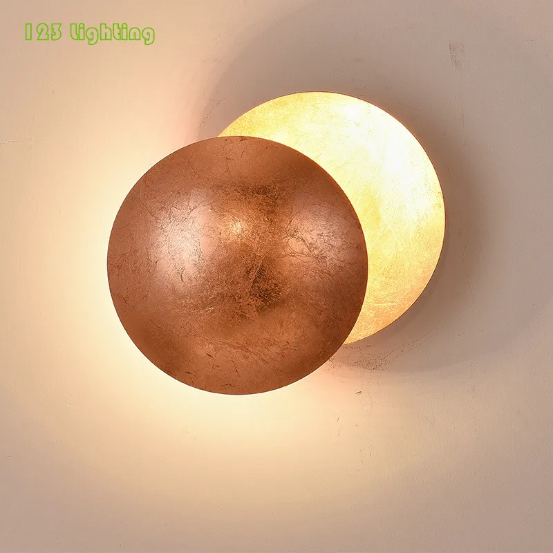 Креативный светодиодный светильник Lunar eclipse для гостиной настенный светильник настенное бра для ванной комнаты Настенные светильники для спальни золото/серебристый/красная медь, металл - Цвет абажура: Red copper