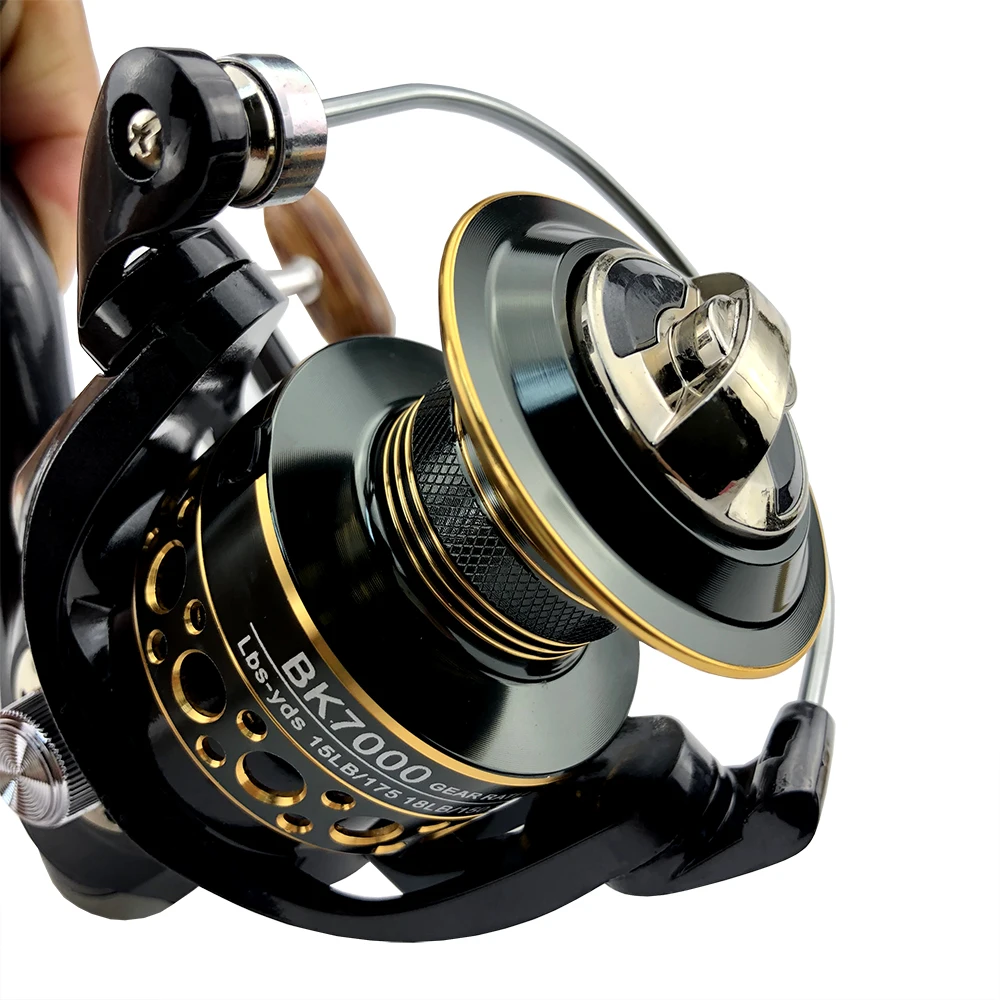 Fishing Spinning Reel Metal Spool 5.2:1/4.7:113BB Ball Bearings Carp  Fishing Reel BK2000-7000 Metal Line Cup Sea Tackle