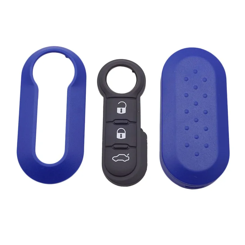 Remote Flip Key Shell Case Car Key Pad Fiat 500 Panda Punto Bravo Replacement Case 3 Button Rubber Button Pad key case,key case cover,car key shell,remote control case cover,flip key fob shell,car key pad