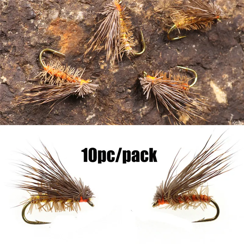 

10PCS Deer Hair Dry Trout Fly Fly Fishing Lures Sea Bass Trout Fishing Fly Floating Bait
