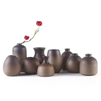 

Creative Vintage Crude Pottery Flower Vase Ceramic Hydroponic Device Contracted Desktop Ornament Home Decoration Accessories