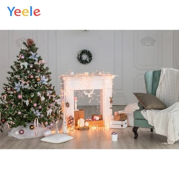 

Yeele Christmas Tree Backdrops for Photography Backgrounds Fireplace Gifts Crown Baby New Year Photophone Home Decor Photocall