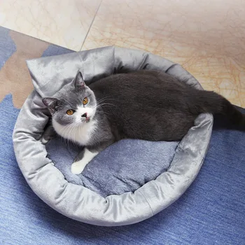 

OCHINE Portable Plush Cat Bed House Winter Warm Sleeping Cats Nest Cat Mat Soft Long Plush Dog Pet Cushion Pets Supplies