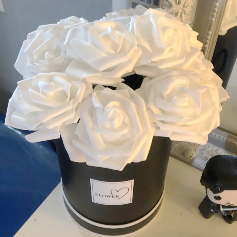 

25pcs Artificial foam Rose flowers for Wedding decoration Home decor Valentine's Day gift 7cm Flower 25.5cm bouquet Bride To Be