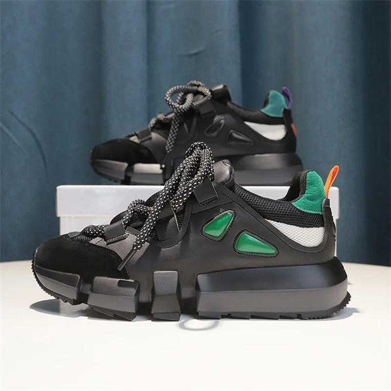 

Spring New Women Chunky Sneakers Platform Women Fashion Comfortable Lace-up Woman Trainers Ladies Footwear tenis feminino U21-48