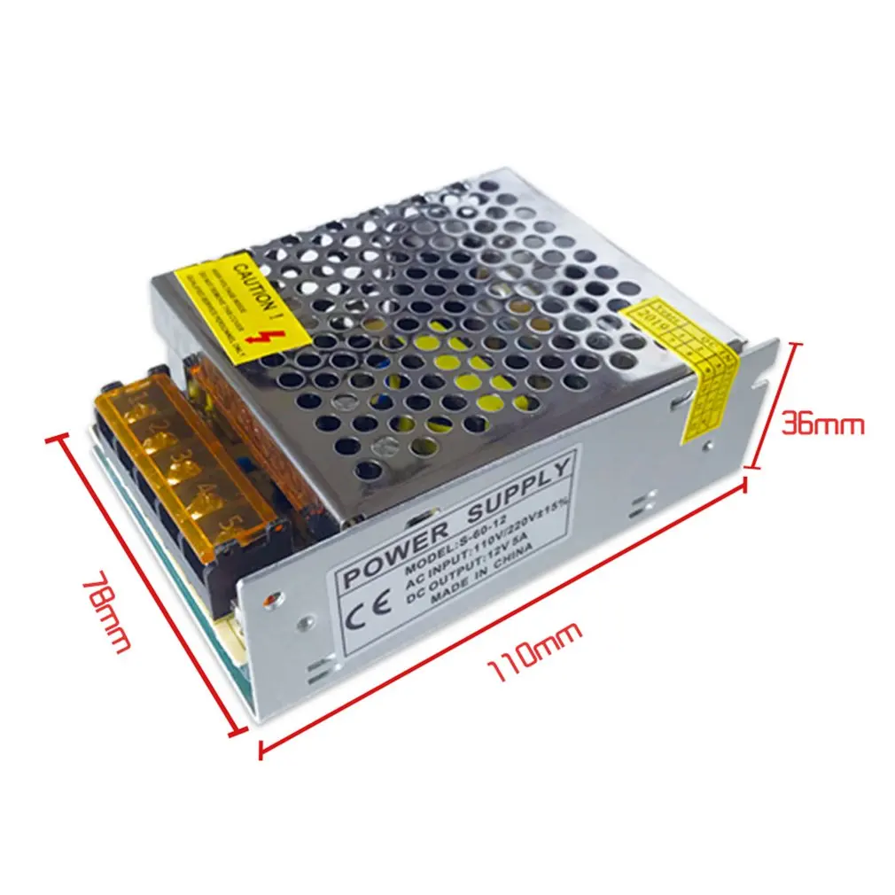 DC12V 5A 60 Вт светильник ing трансформаторы светодиодный драйвер адаптер питания для светодиодной ленты светильник выключатель питания светодиодный драйвер