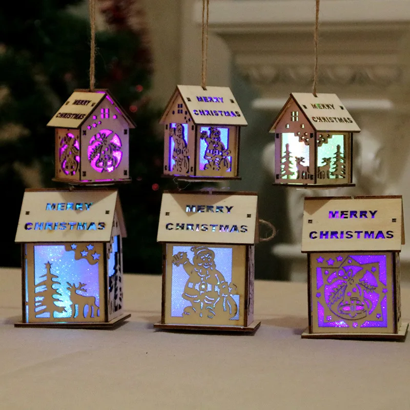 

Wood House Wood House Light Romantic Creative Multi Style Hanging Ornaments Festival Wedding Yard Wood House Lamp Garden