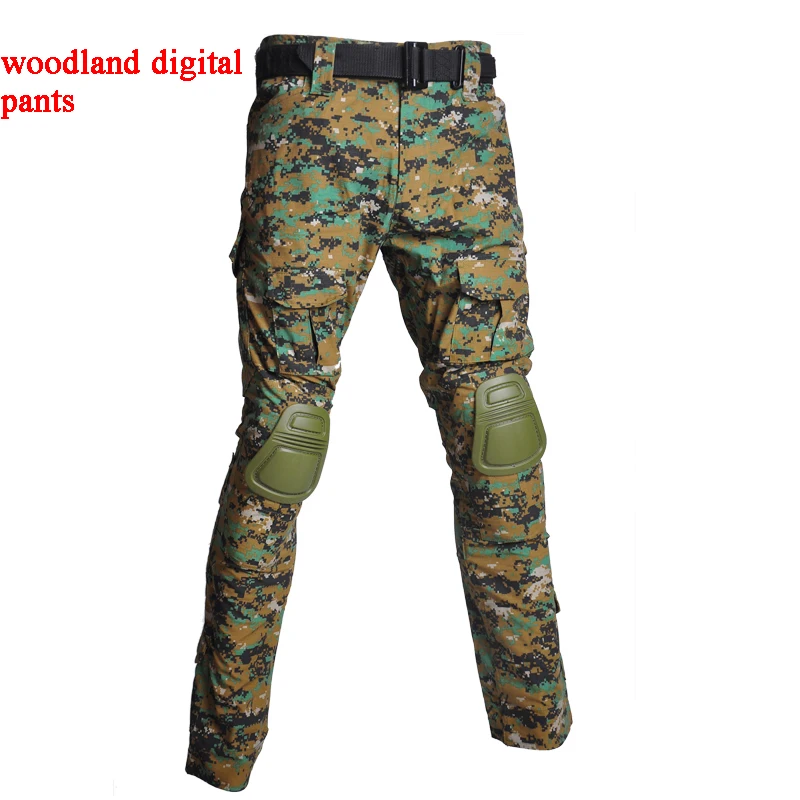 pants woodland digit Камуфляжная Военная тактическая Униформа, охотничий камуфляж, страйкбол, пейнтбол, охотничий костюм, набор с длинным рукавом, быстрая штурмовая одежда армии США - Цвет: pants woodland digit