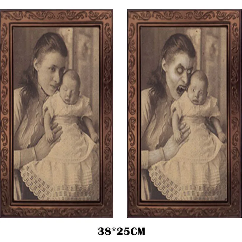 F 3D призрак фоторамка украшения-ужастики для хеллоуина рукоделия украшения для девичника тематическая вечеринка Хэллоуин реквизит 38x25 см - Цвет: F