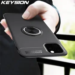 KEYSION роскошный держатель кольца чехол для телефона iPhone XI Max 2019 XR2 магнитный автомобильный стенд силиконовый матовый чехол для iPhone 2019 Новый