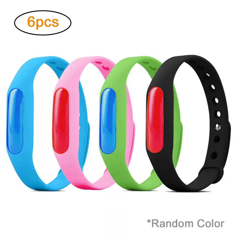 

6pcs Random Color Protection Silicone Wristband Summer Mosquito Repellent Bracelet Anti-Mosquito Band Christmas Gift
