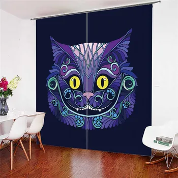 

3D Window Curtains Smiley Cat Print for Living Room Bedding Room Home Decor Tapestry Wall Carpet Drapes Cotinas