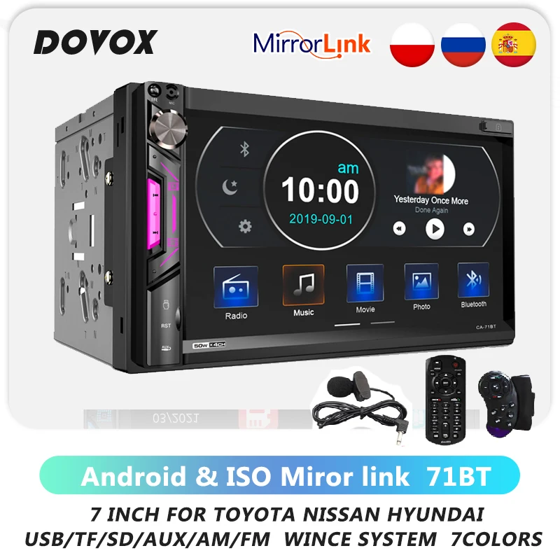 2din Carplay Radio Car Mp5 Player Bluetooth Mirror link Autoradio USB SD AM FM Audio 7