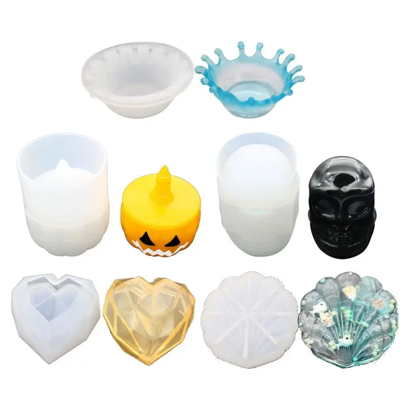 

5Pcs Pumpkin Skull Crown Shell Box Tray Silicone Mold Jewelry Storage Resin Mold