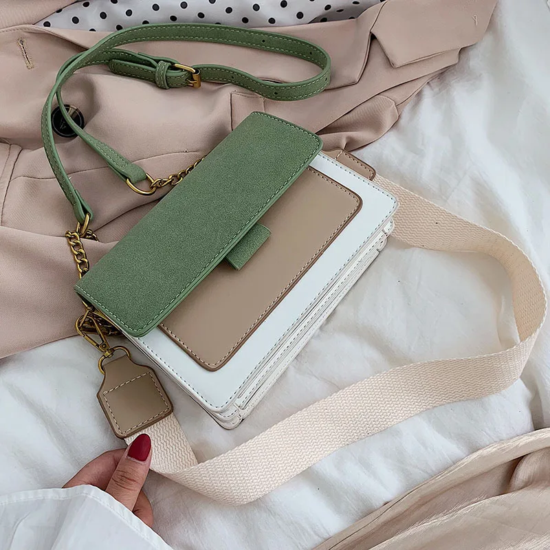 

Suede Leather Contrast Color Crossbody Bags For Women 2019 Small Shoulder Messenger Bag Female Cell Phone Purses and Handbags