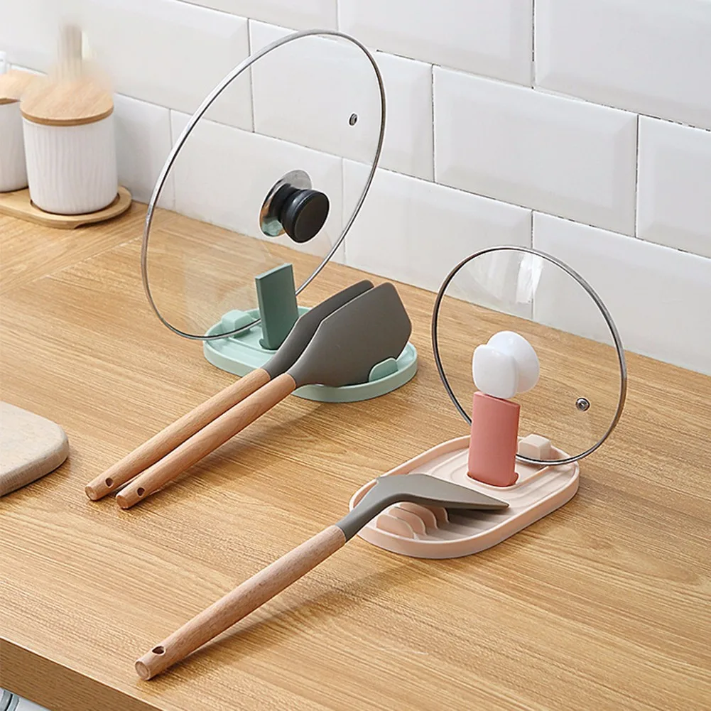 Anti-Slip Kitchen Spoon Rest Pot Lid Holder Rack Shelf Storage Organizer Cooking Stand Pan Cover | Дом и сад