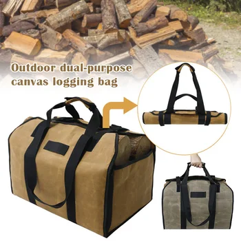 

2 in1 Waterproof Waxed Canvas Firewood Log Carry Bag Durable Storage Bag Outdoor FAS6