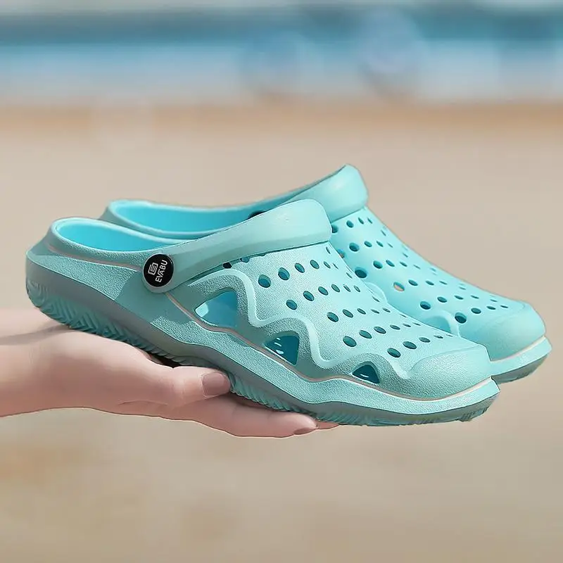 Оригинальные Классические Вьетнамки для сада; водонепроницаемая обувь; женские летние пляжные шлепанцы; прогулочные сандалии для плавания; обувь на платформе - Цвет: Небесно-голубой