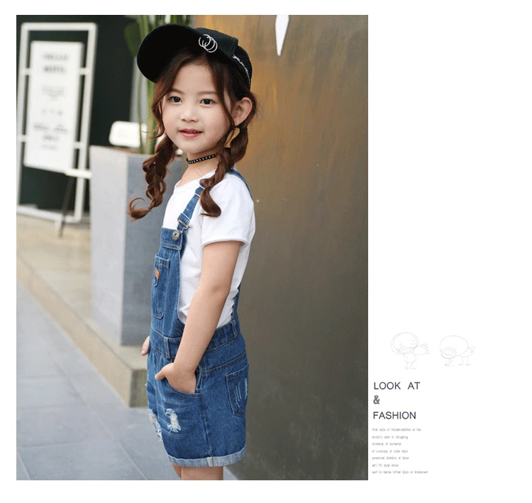 New Style Childrenswear Children Cowboy Suspender Pants Fashion with Holes Shorts Casual Suspenders Korean-style