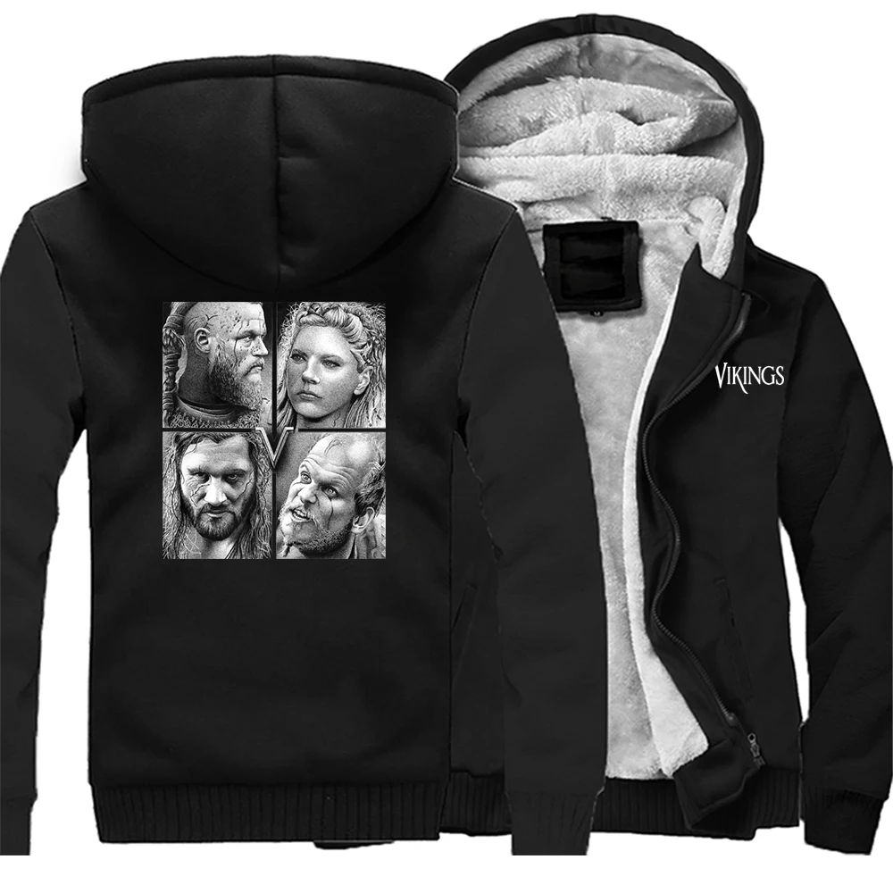 

Vikings Norsemen Ragnar Berserker Style Fashion Men's Hoodie Jacket Winter Hoody Hooded Streetwear Men's Valhalla Sportswear
