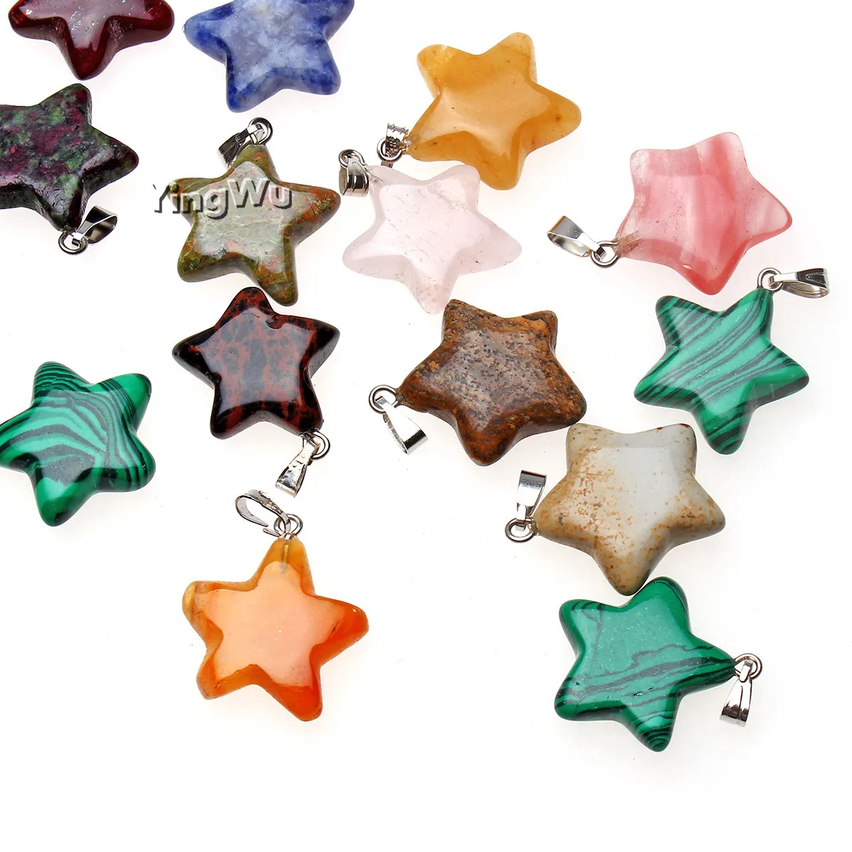 Yingwu 21*21mm 30Pcs Lot Natural Stone Pendant Star Charms Pendants Crystal For Necklace Jewelry Making | Украшения и аксессуары