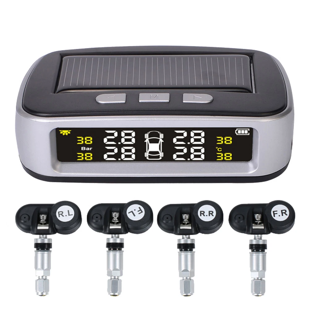 Автомобильный TPMS цифровой датчик давления в шинах Система мониторинга солнечной энергии система сигнализации давления в шинах s ЖК-дисплей с 4 внешними датчиками