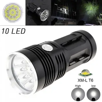 

LED Flashlight Waterproof Super Bright 3000LM 10x XML-T6 LEDFlash Light Torch Lamp with 3 Modes White Light for Hunting Fishing