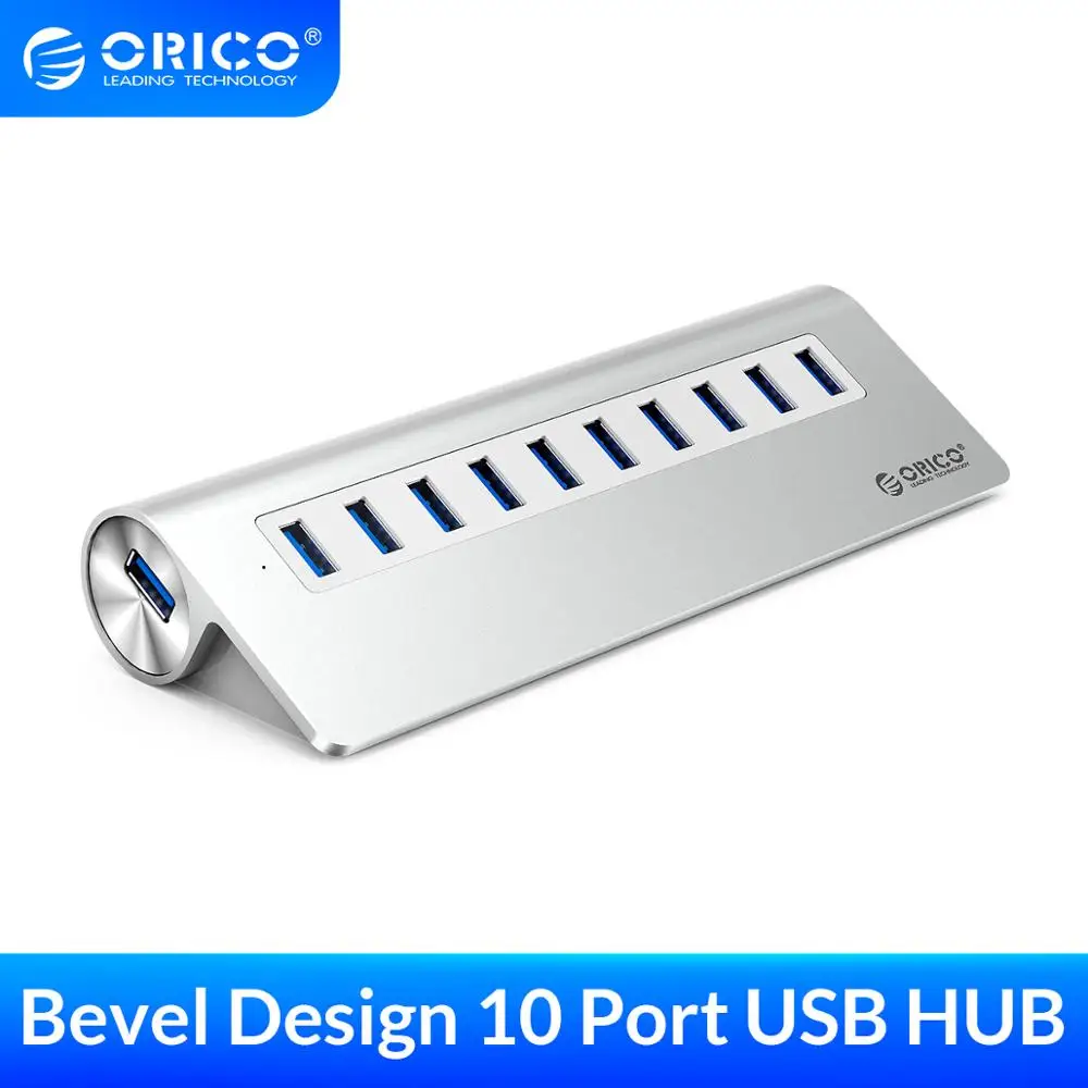 USB разветвитель ORICO алюминиевый с 10 портами 3 0 и адаптером питания 12 В|hub 3.0|orico m3h73.0
