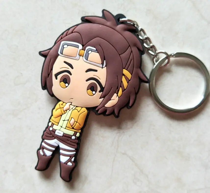 Anime Keychain Set: Eren, Levi, Armin, and Mikasa Miniature Dolls