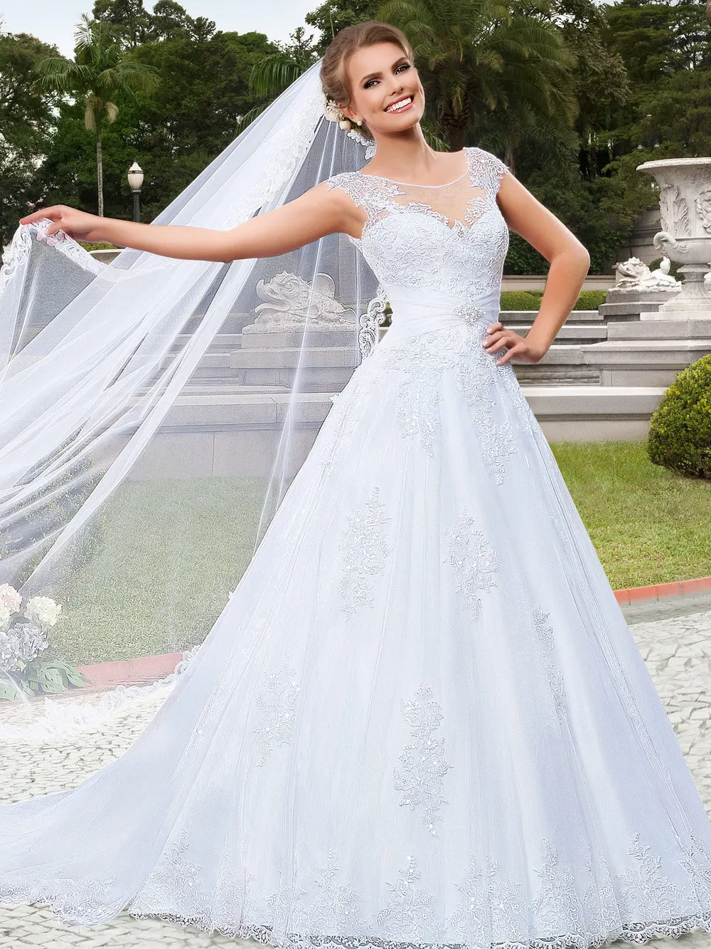 Sweetheart Cap Sleeve EEN Line Kralen Riem Wit Kant Trouwjurk 2016 Goedkope Custom Made Bruidsjurk vestido de noiva Sweetheart Cap Sleeve EEN Line Kralen Riem Wit Kant Trouwjurk 2016 Goedkope Custom Made Bruidsjurk vestido de noiva
