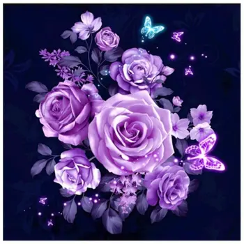 

MEIAN Rose Diamond Painting Embroidery Cross-Stitch Flower Mosaic Full Round/Square Drill Rhinestones Home Decoration