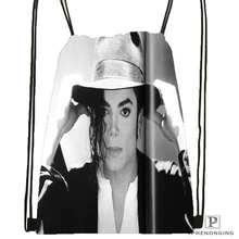 Пользовательские Майкл Джексон походная сумка на шнурке милый рюкзак дети ранец(черная спина) 31x40 см#180531-04-31