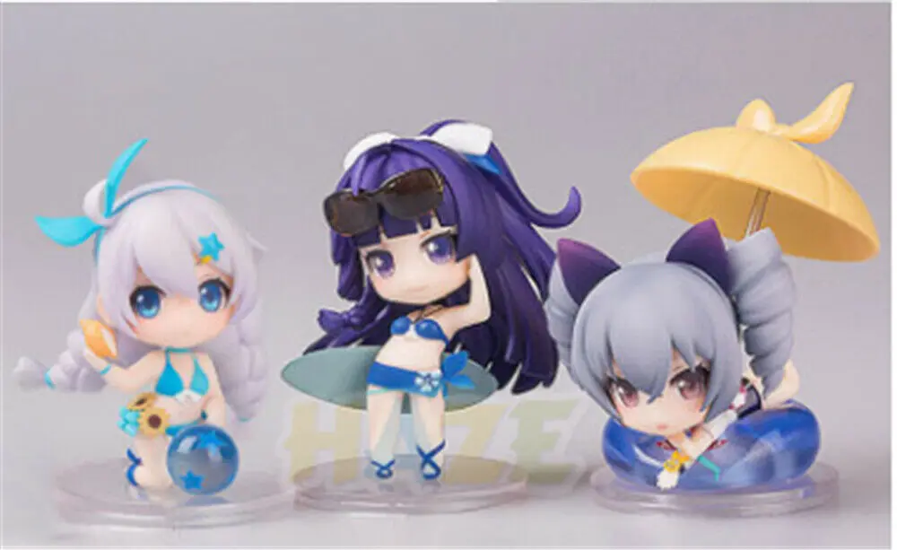 3 шт./компл. Honkai Impact Kiana Kaslana Райден Мэй Q Ver. Коллекция игрушечных фигурок 5 см |