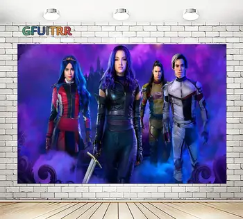 

GFUITRR Descendants 3 Photography Backdrops Birthday Party Photo Background 2019 Movie High Quality Vinyl Photo Booth Prop
