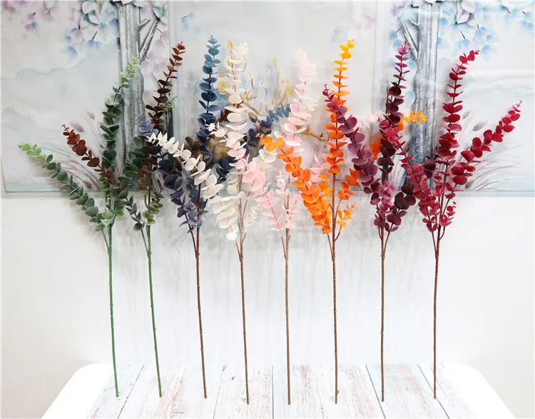 

1PC Simulation Eucalipto Single Artificial Eucalyptus Leaf Fake Plants For Wedding Shooting Prop Home Shop Garden Party Decor