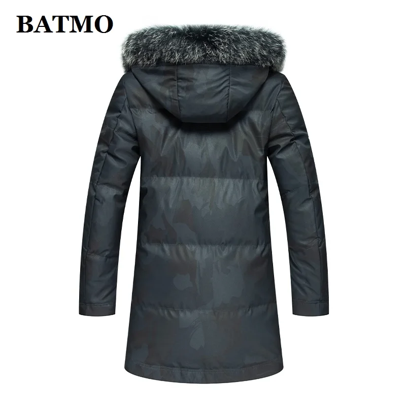 BATMO Новое поступление 90% белые куртки с капюшоном на утином пуху мужские камуфляжные Пуховики с воротником из лисьего меха, большие размеры 9021