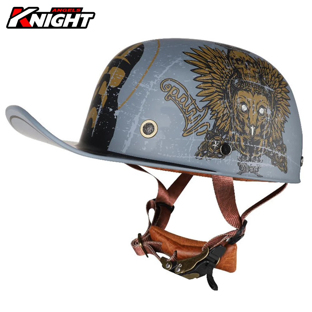  Baseball Cap Motorcycle Half Helmet, Fashion Vintage