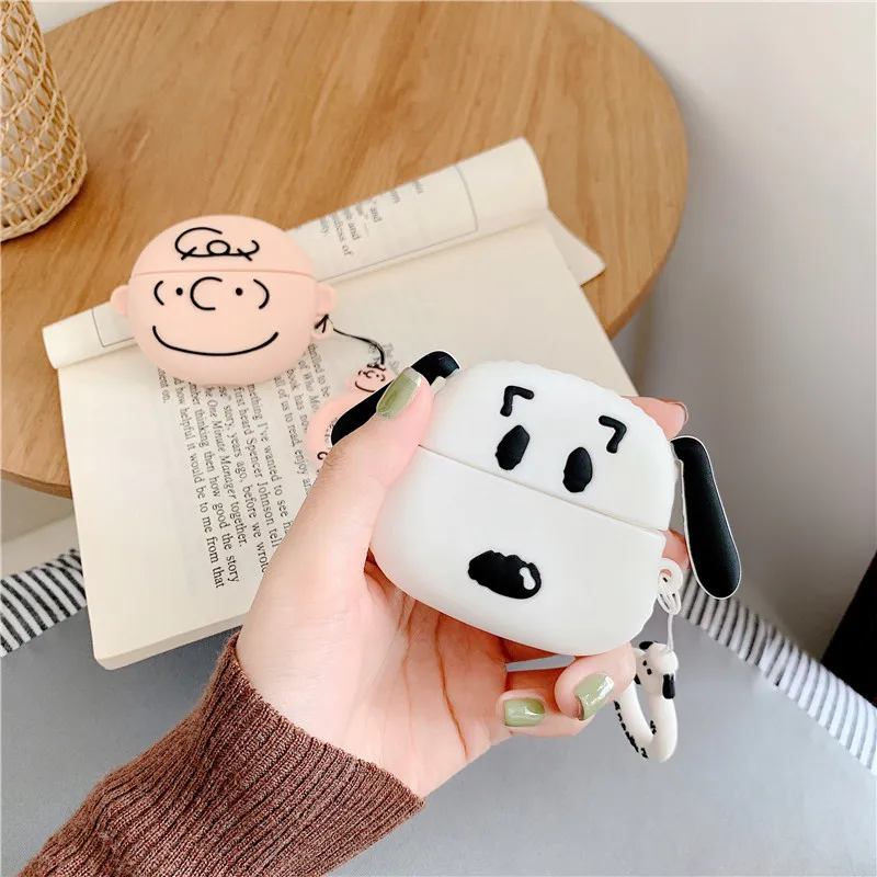 Чехлы для наушников с милым мультяшным рисунком Peanut Comics Snoopy Charlie коричневые для Apple Airpods 1 2 3 Pro силиконовый защитный чехол для наушников