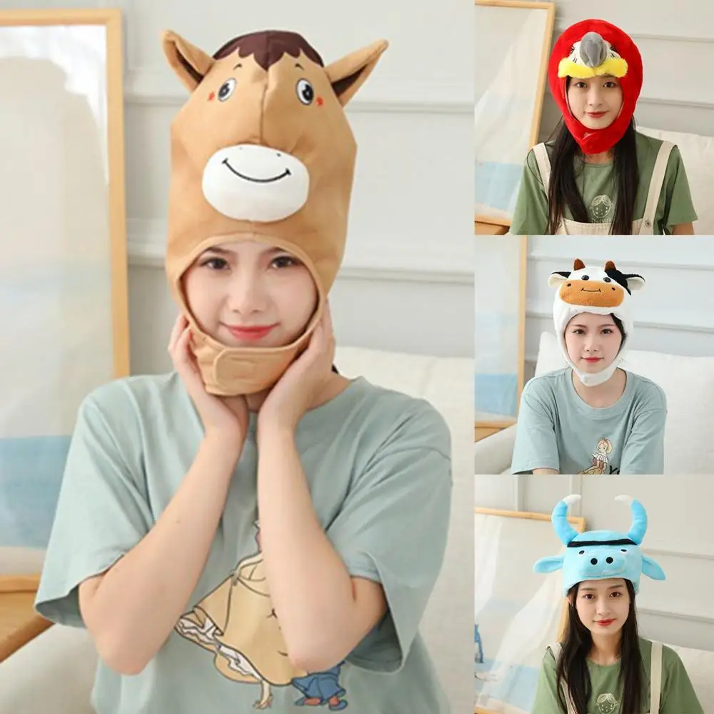 Cute Bee Sloth Parrot Cow Horse Head Soft Plush Doll Headgear Hat Sleeping Toy | Игрушки и хобби
