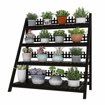 

Foldable Solid Wood Flower Airs Balcony Multi-storey Room Introspection Space Landing Type Botany Flowerpot Frame