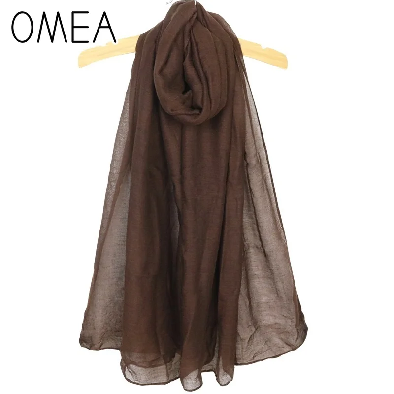 

OMEA Hijab Scarf Chiffon Hijab Classic Solid Head Scarf Voile Cotton Linen Silk Scarf Winter Accessories Cotton Shawl Autumn