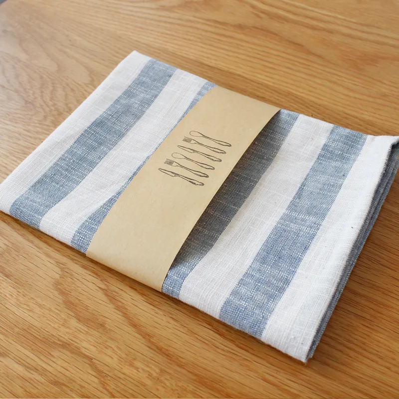 Gray blue 40x60cm 2 шт./компл. из хлопка и льна салфетка 40x60 см в полоску Настольный коврик дома кухонное полотенце для чая - Цвет: Gray blue 40x60cm