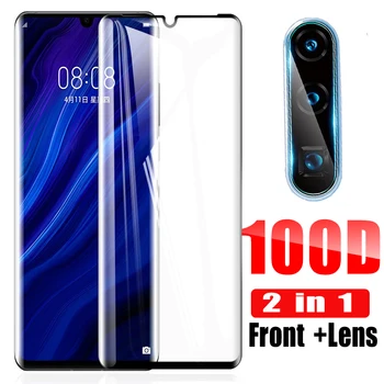 

2 in 1 100D Cured Edge Tempered Glass for Huawei P30 Pro P30 Lite Protective Camera Lens On P30lite Screen Protector Film
