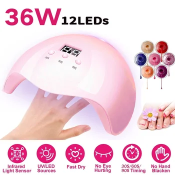 

USB UV LED Lamp Nail Dryer 36W Phototherapy Machine Nail Gel Polish Tools 30s/60s/90s Three-stop Timer Smart Sensors Nails Dryer