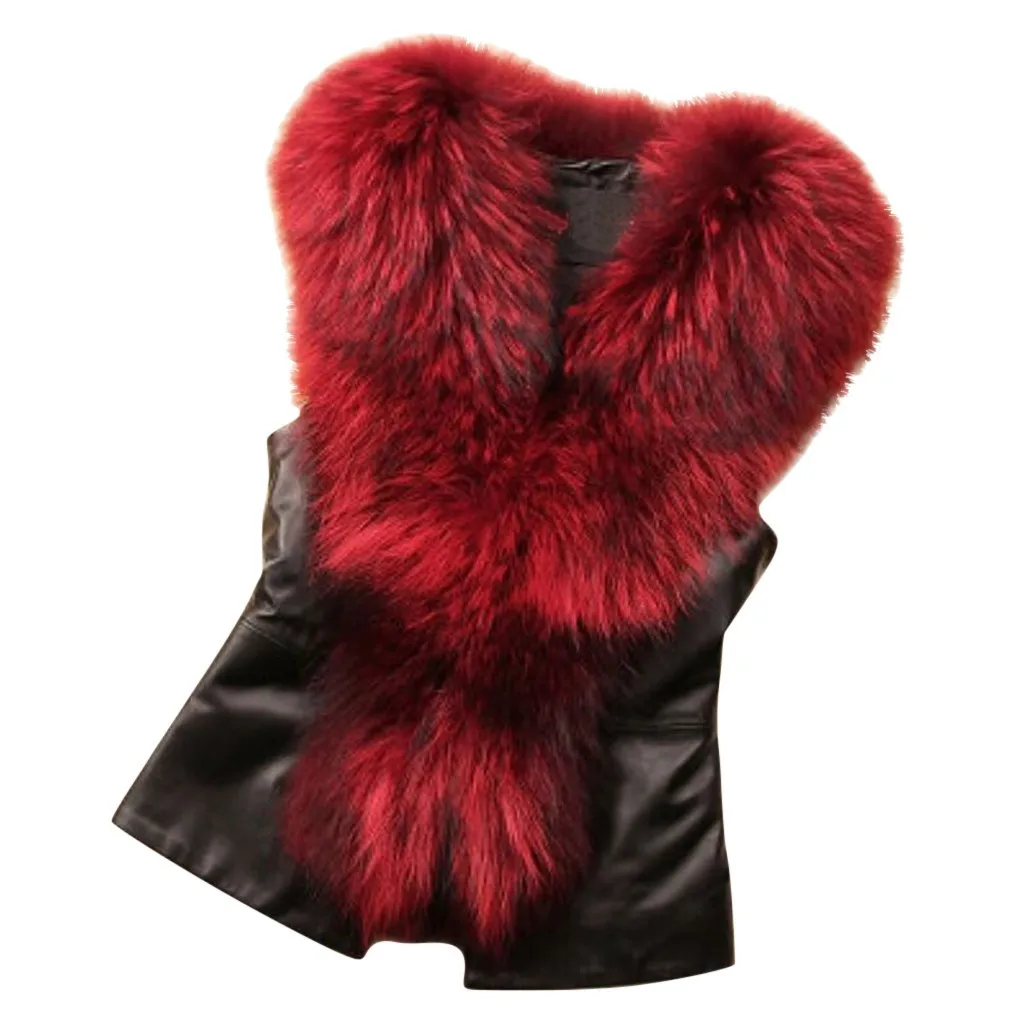 Manteau femme hiver зимнее пальто для женщин размера плюс без рукавов меховой воротник жилет из искусственного меха Пальто Куртка Верхняя одежда fourrure